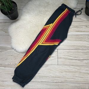 GC Rare Vintage Black with Red, Orange, Yellow Blaze Sweatpants - Sz XS